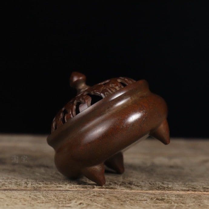 銅器 香炉 三足薫香炉 祥雲如意薫香炉 檀香炉 香具装 飾品 工芸品 置物