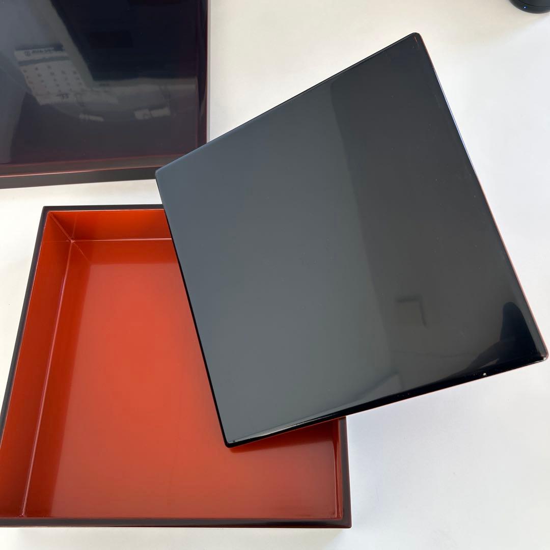 輪島塗　一段重　溜塗