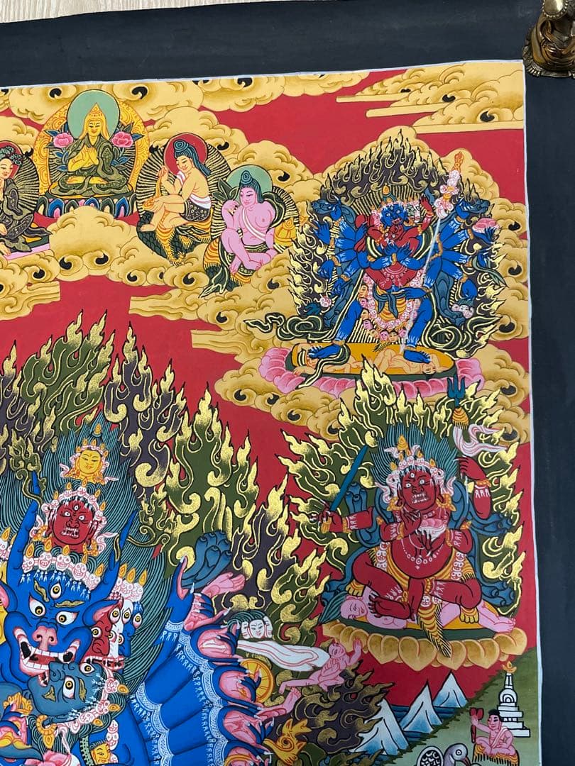 『 チベット密教　1点物 』 手描き　ヤマーンタカ　歓喜神　曼荼羅　仏画　仏教