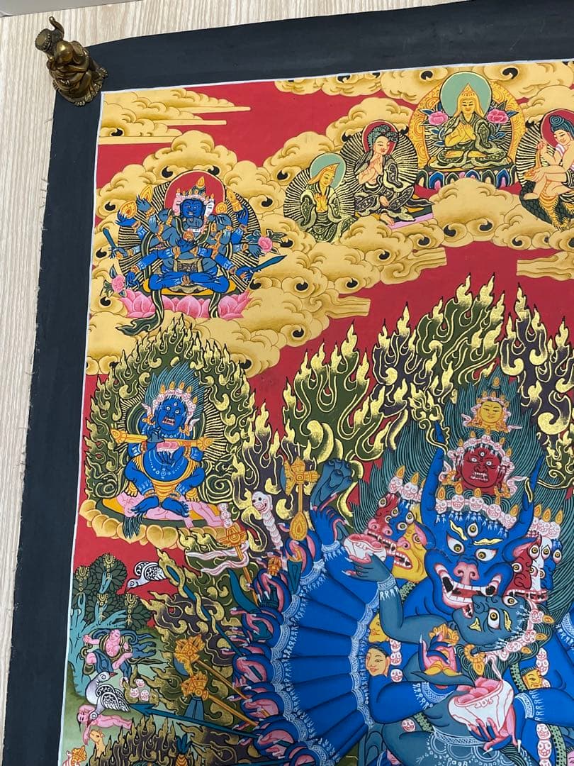 『 チベット密教　1点物 』 手描き　ヤマーンタカ　歓喜神　曼荼羅　仏画　仏教