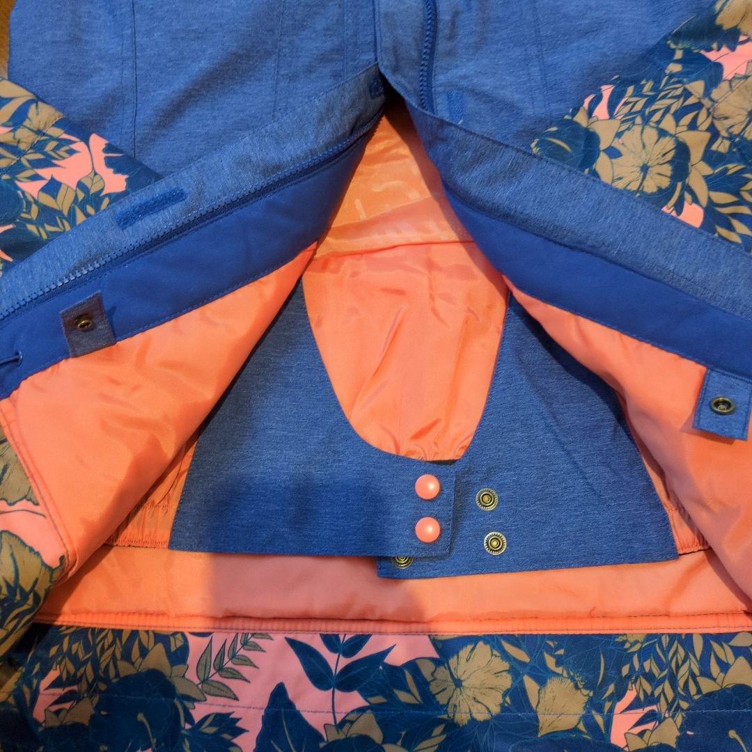 【美品】ROXY　スノボウェア　上下セット　総柄　デニム風　イエロー　Ｓ