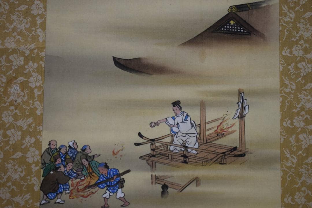 真作/耕山/神事図/布袋屋掛軸HE-894