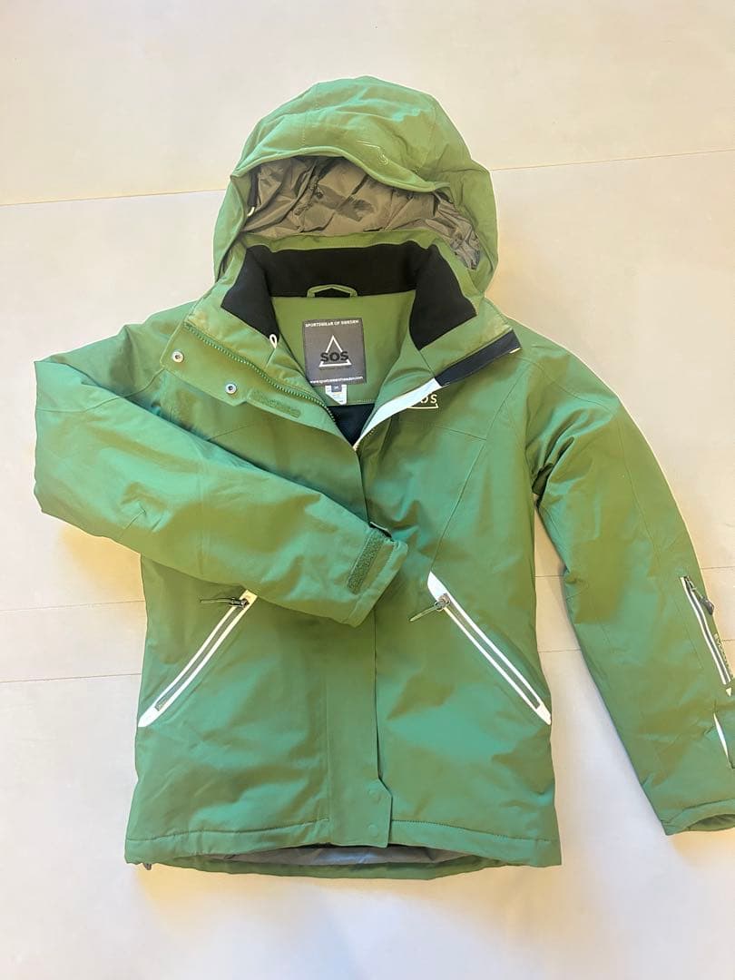 SOS スキーウェア 上下セット レディース 34 グリーン×パープル