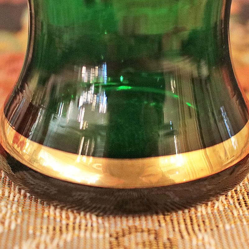 ムラーノガラス 金彩バスケット 24K装飾 イタリア製 緑 223-249