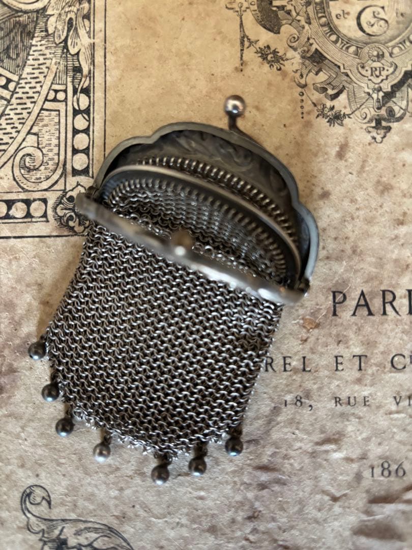 フランスアンティーク　 ヤドリギ　シルバーメッシュパース