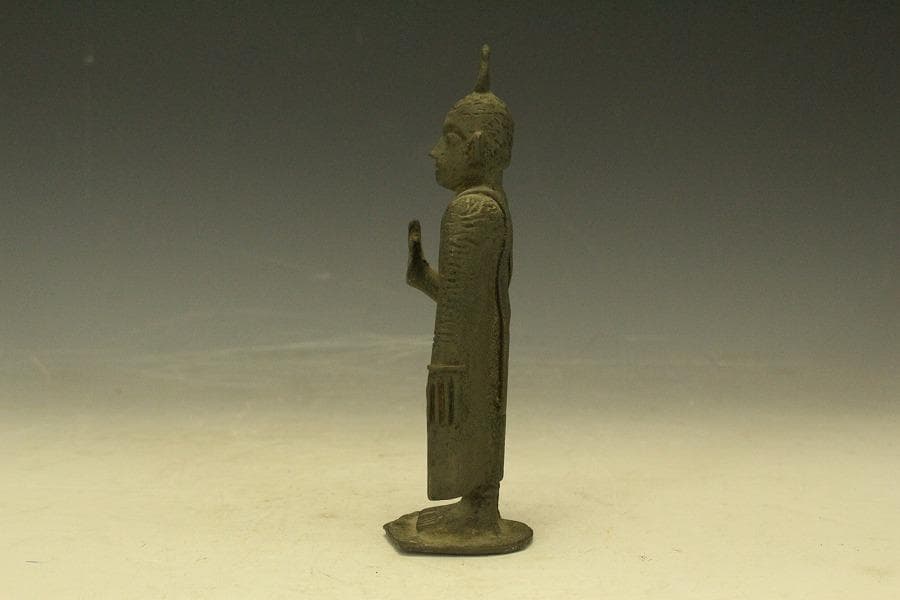 仏教 東南アジア スコータイ 古銅 仏像 高14.5cm 時代物(A429)