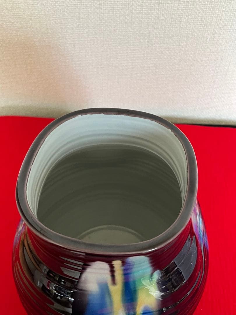 【大型作品】柳雨軒 三代 人間国宝 徳田八十吉  (正彦銘) 花入 管理T182