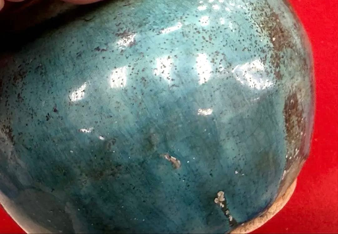 中国　明時代　孔雀藍釉壺　アンティーク　送料込み250503