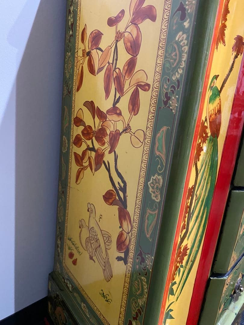 レトロ　ペイント　キャビネット　アジアン　ヴィンテージ