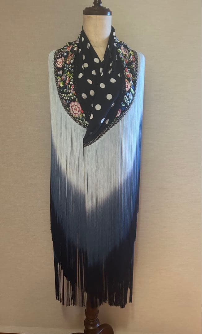 ネイビー系ロングフレコ フラメンコ衣装シージョ