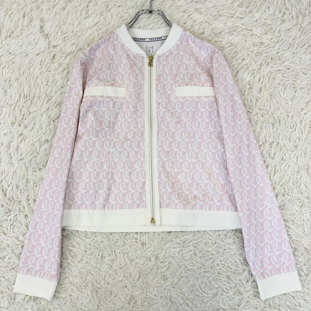 未使用級 近年 セルフォード ゴルフ モノグラムPTカットカーディガン CG