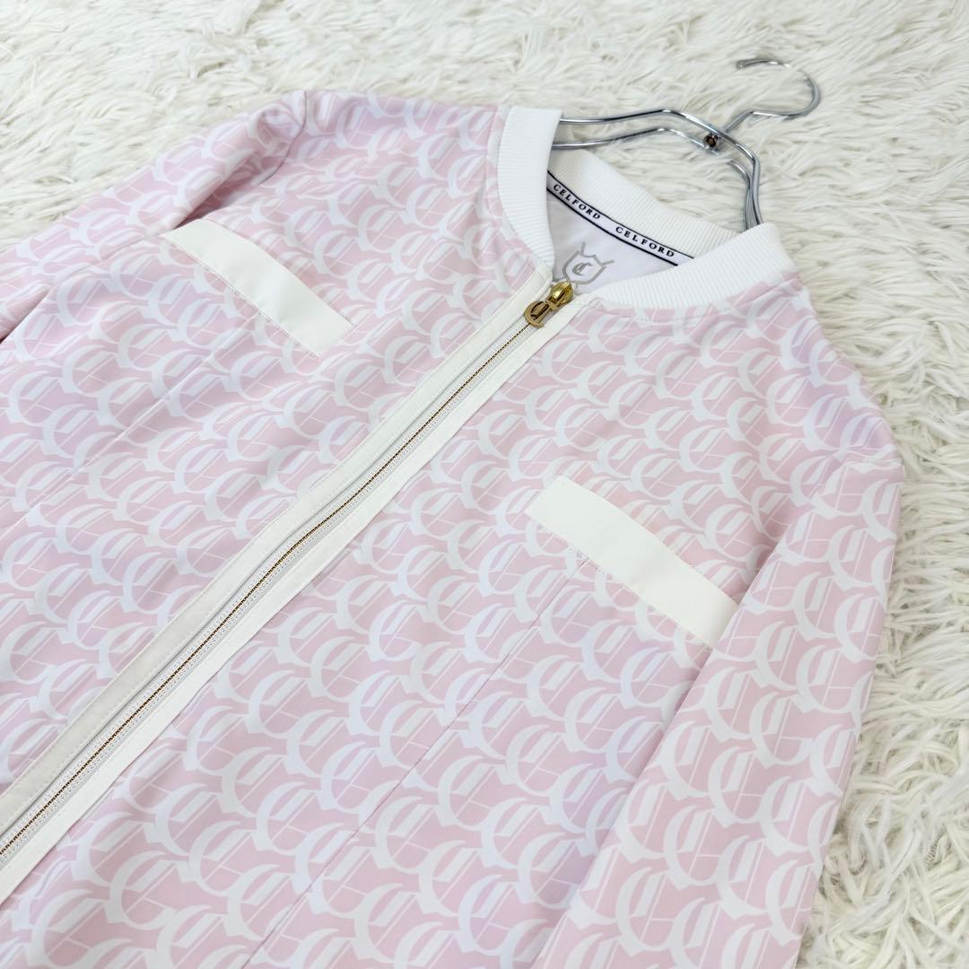 未使用級 近年 セルフォード ゴルフ モノグラムPTカットカーディガン CG