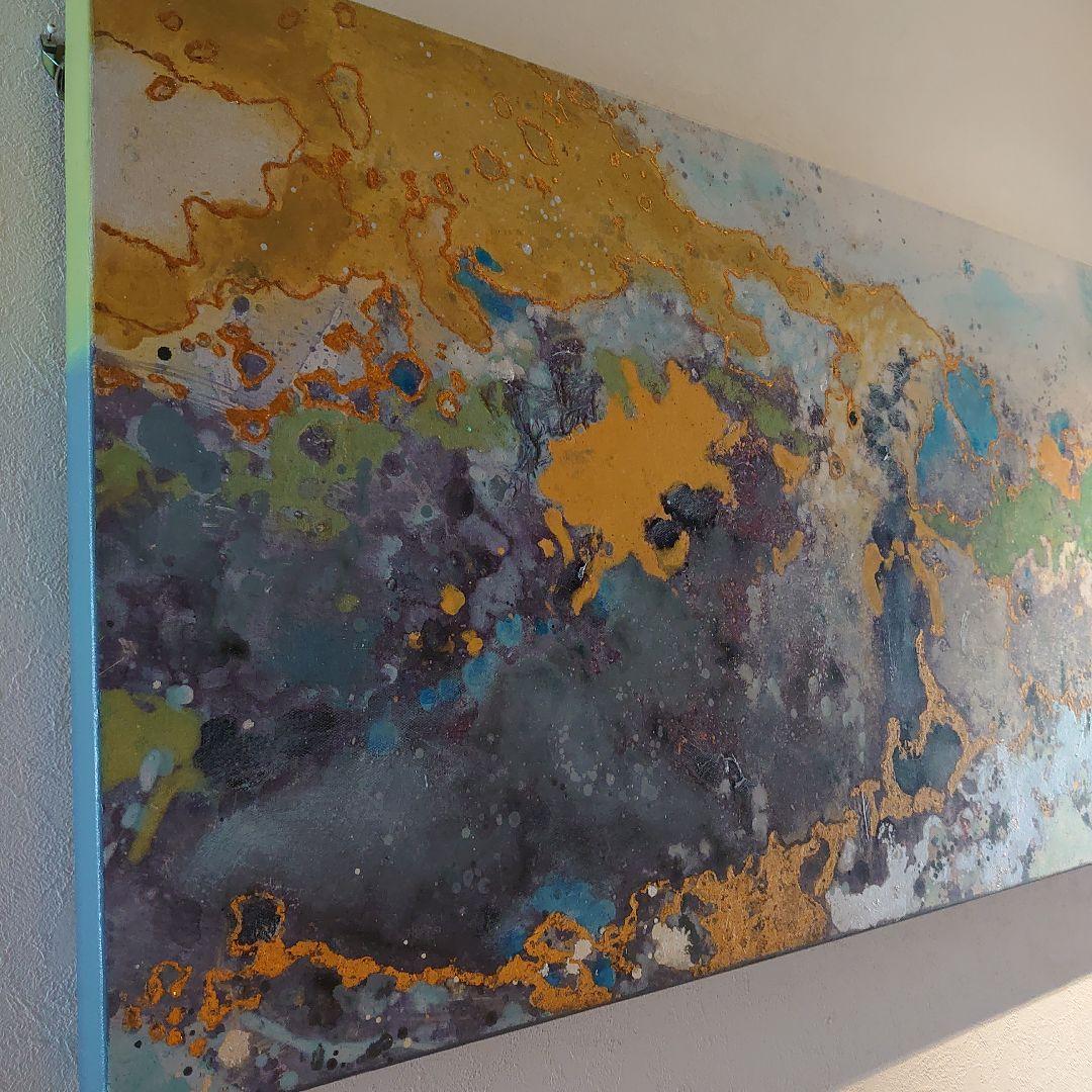 【美品】抽象画　アクリル画　サイン入り　120✕60cm　キャンバス　特大