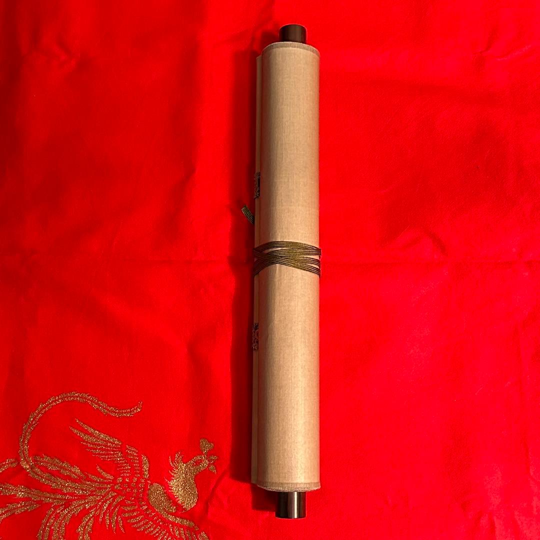 2170様感謝‼️DRAGONをかたわらに‼️模写「騎龍佛像」雪舟作時代掛軸桐箱入