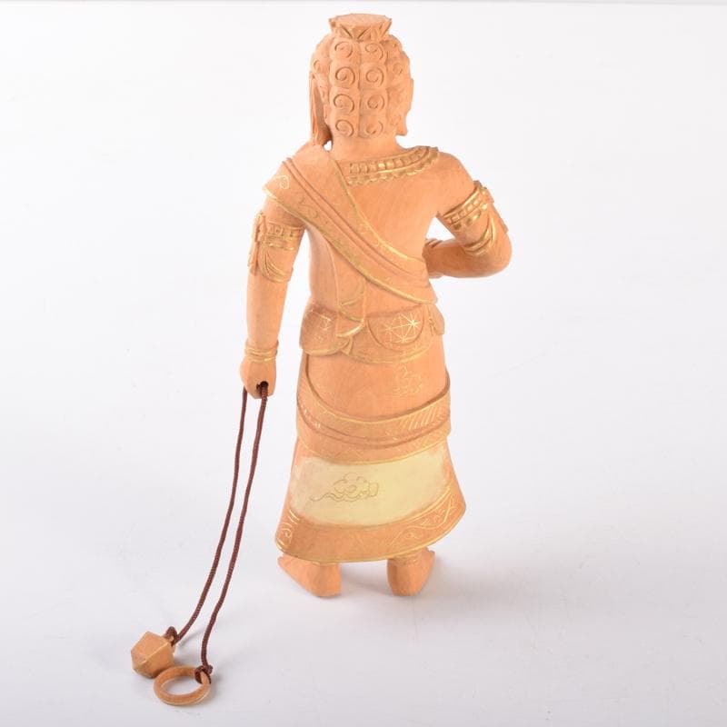 仏教美術　金彩柘植彫刻　不動明王像　仏像　置物　M　7074