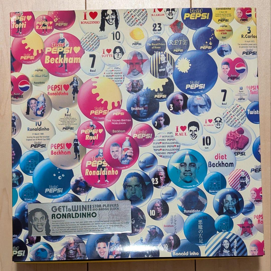【非売品】ペプシ缶バッチ壁掛時計【ロナウジーニョ】