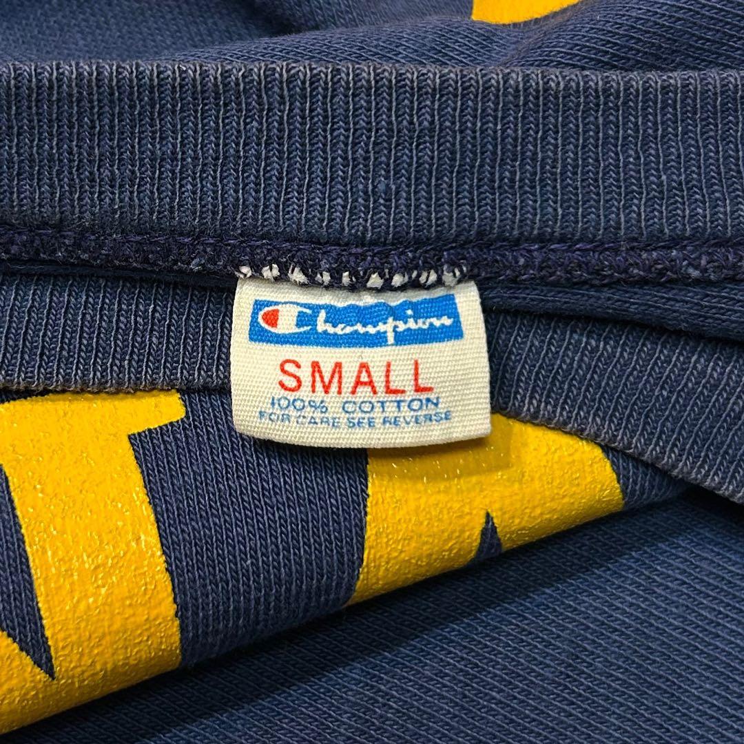 70s Vintage チャンピオン × NAVY フットボールtシャッ 紺×黄