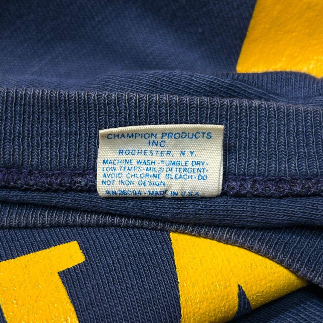70s Vintage チャンピオン × NAVY フットボールtシャッ 紺×黄