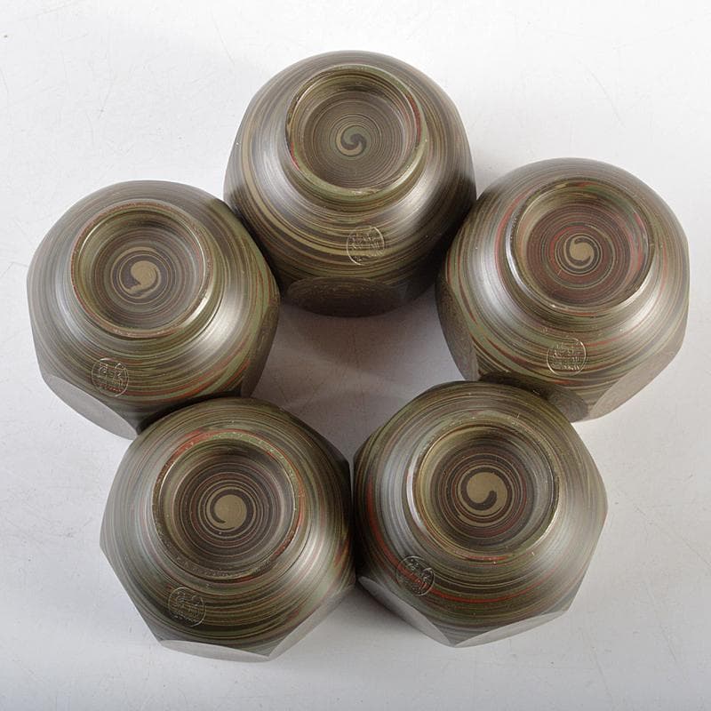 煎茶道具　常滑焼　小西洋平作　窯変泥　練込　茶器揃　共箱　M　R5840