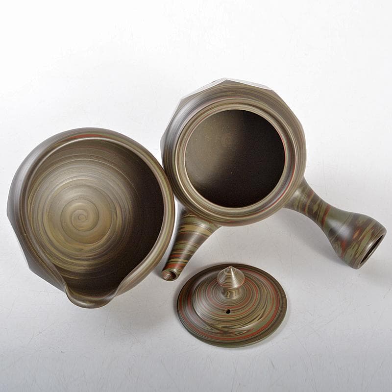 煎茶道具　常滑焼　小西洋平作　窯変泥　練込　茶器揃　共箱　M　R5840