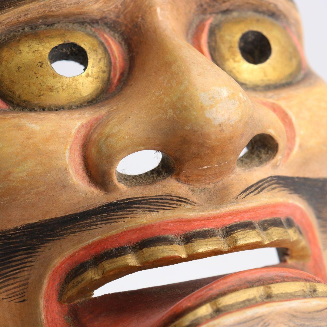 能面 黒髭 竜神 彩色木彫　AC1014