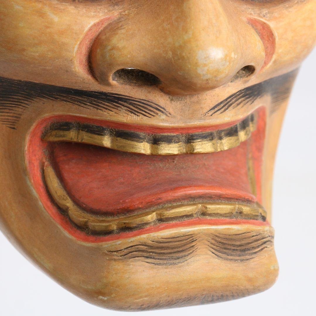 能面 黒髭 竜神 彩色木彫　AC1014