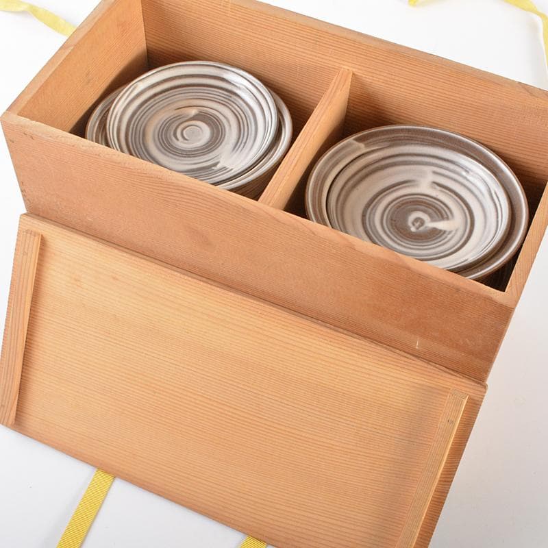 和食器　京焼　浅見五郎助　刷毛目　蓋向付　五客　共箱　V　R6729B