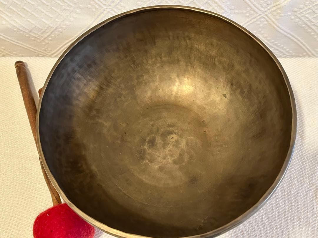 【万葉】ネパール製手作り　フルムーン31cmシンギングボウル　G2 D4