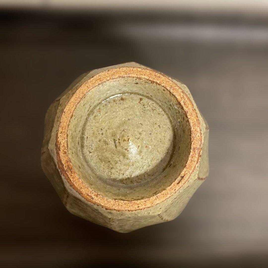 民藝　岩井窯　山本教行さん　灰釉　面取湯呑 & ソーサー