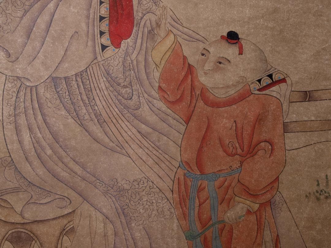 【骨董掛け軸】人物図 中国唐時代　趙伯駒 肉筆保證 AK601A12-2