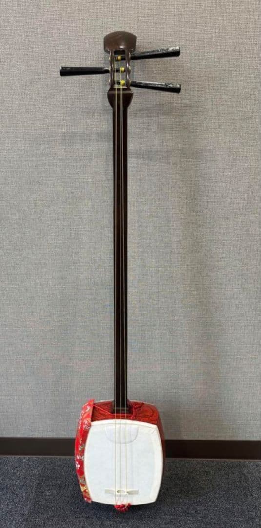 【ケース付き】三味線 本体 白赤