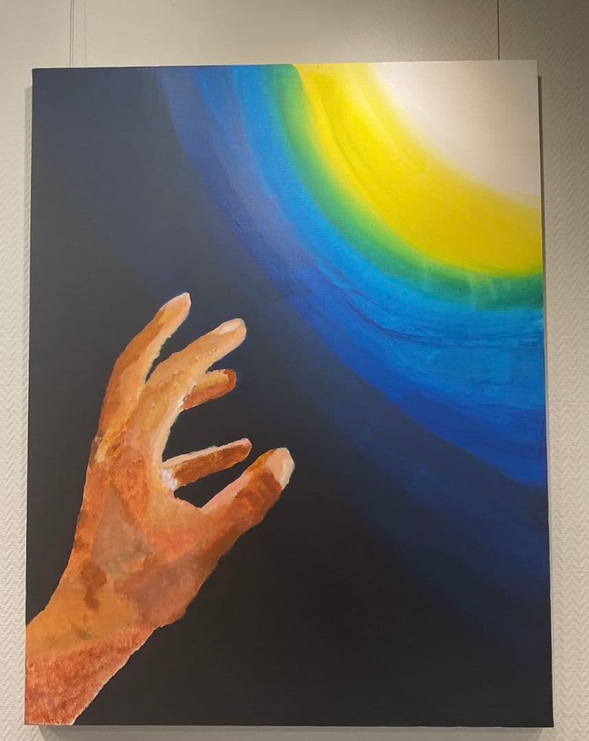 現代アート(写実と抽象)　手と光　インテリア、部屋に飾る用