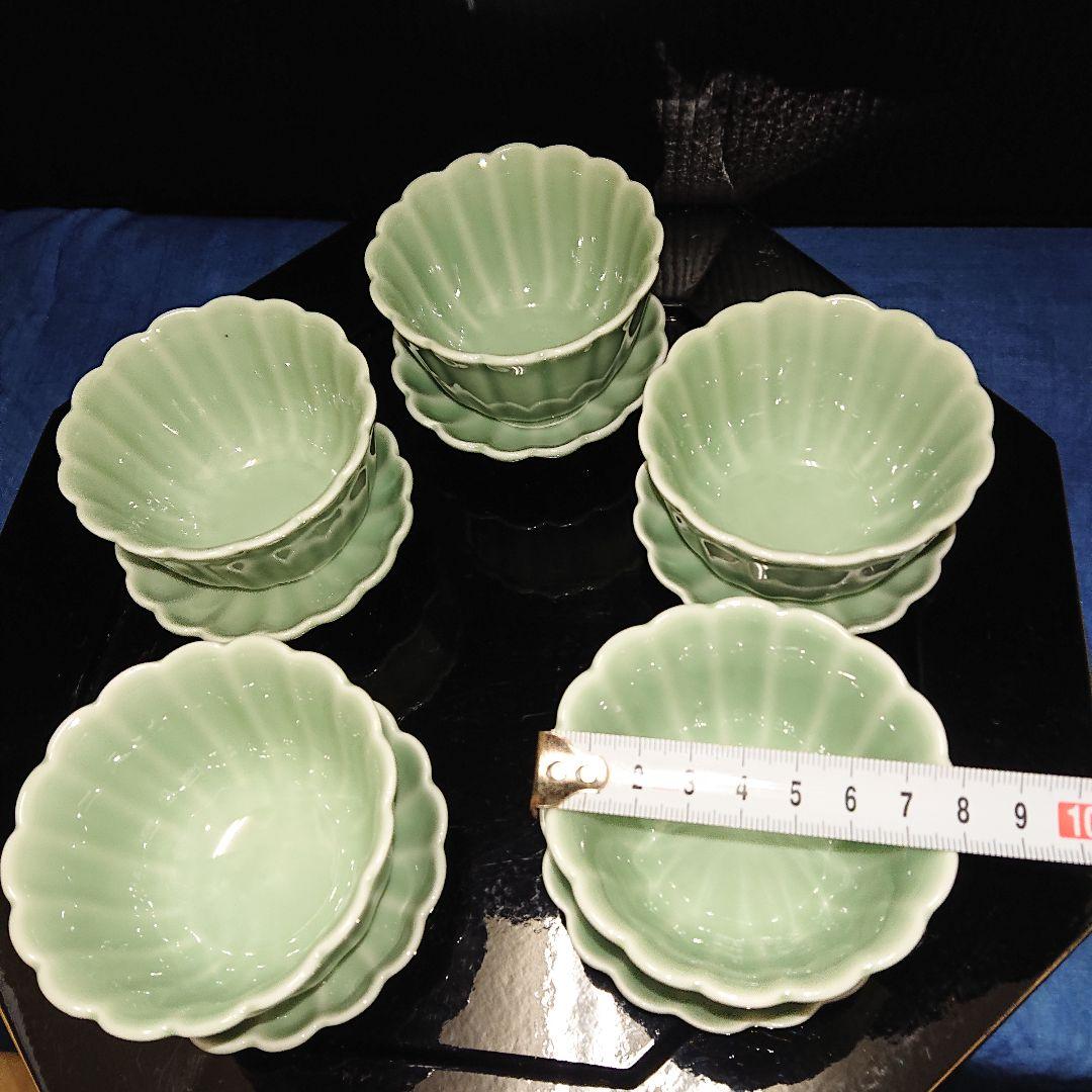 鍋島青磁、菊豆皿、鉢、レトロ