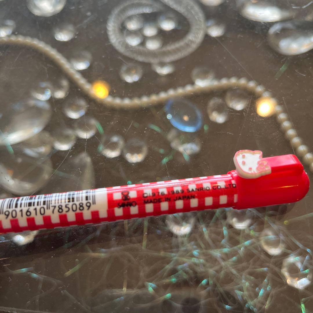 ハローキティ ボールペン 赤 チェック柄1989年物