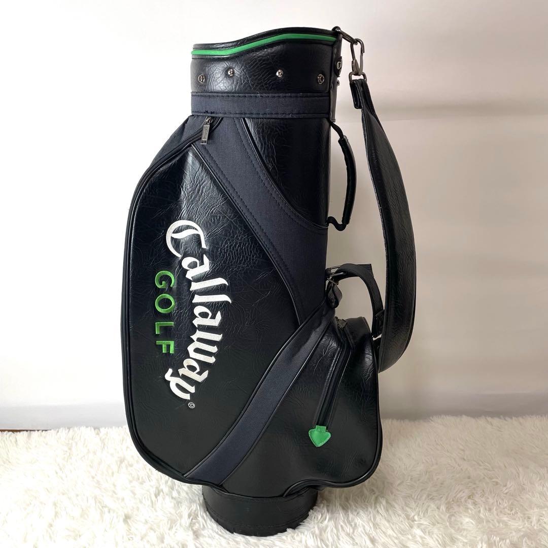 希少モデル✨キャロウェイゴルフ キャディバッグ レザー 大型 黒緑 フード付き