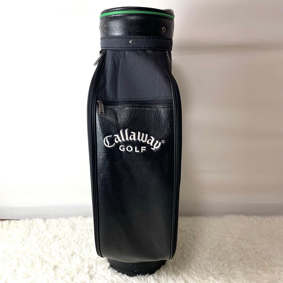希少モデル✨キャロウェイゴルフ キャディバッグ レザー 大型 黒緑 フード付き