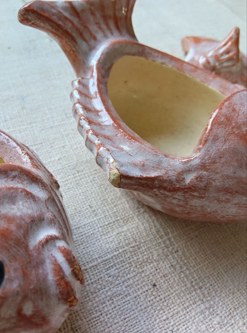 醍醐窯　島荷平 楽鯛小蓋物 二客セット