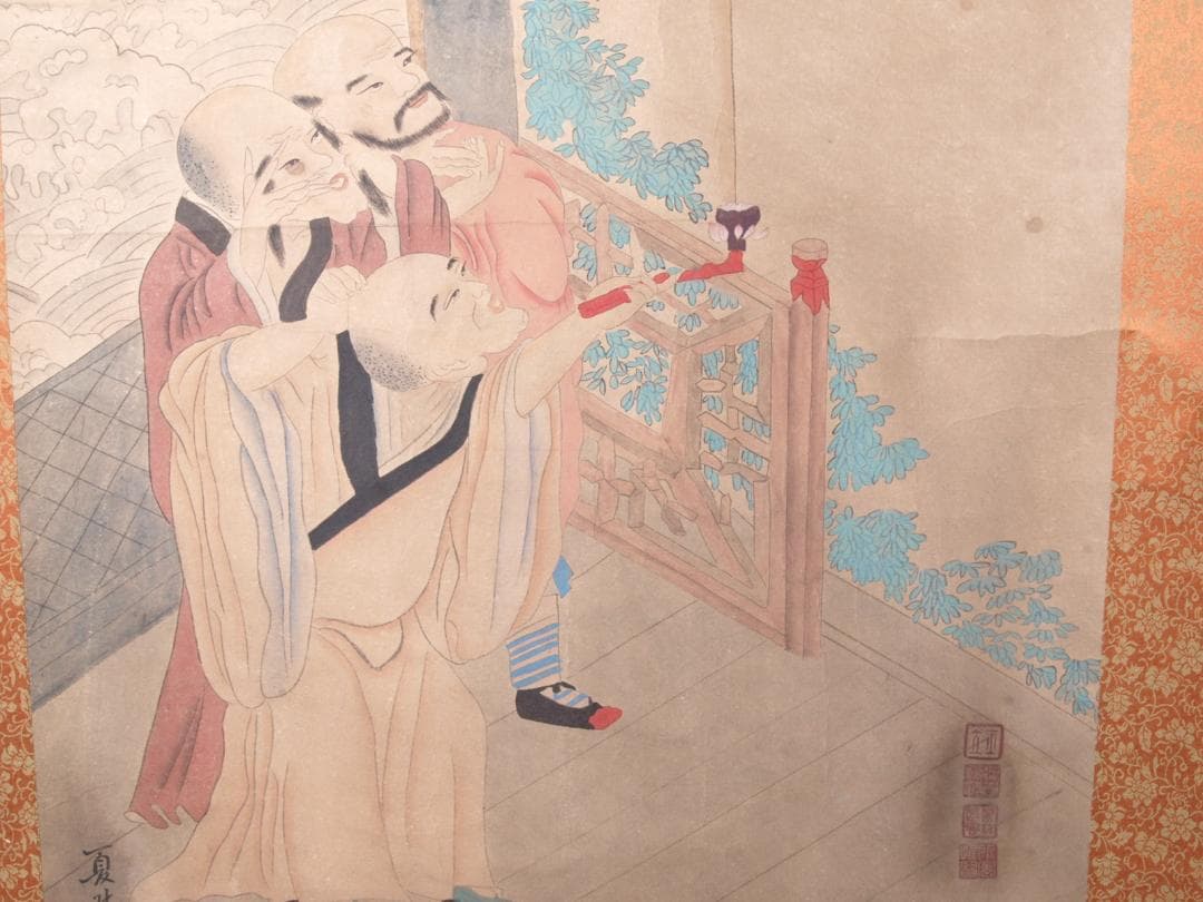 【骨董掛け軸】人物図 中国夏珪　南宋時代 肉筆保證 掛け軸 AK702A12-2