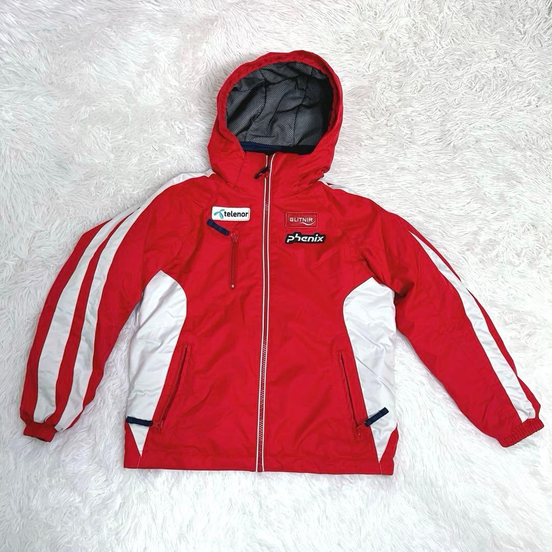 美品 フェニックス スキーウェア上下 140 ジュニア レッド ワッペン 小学生
