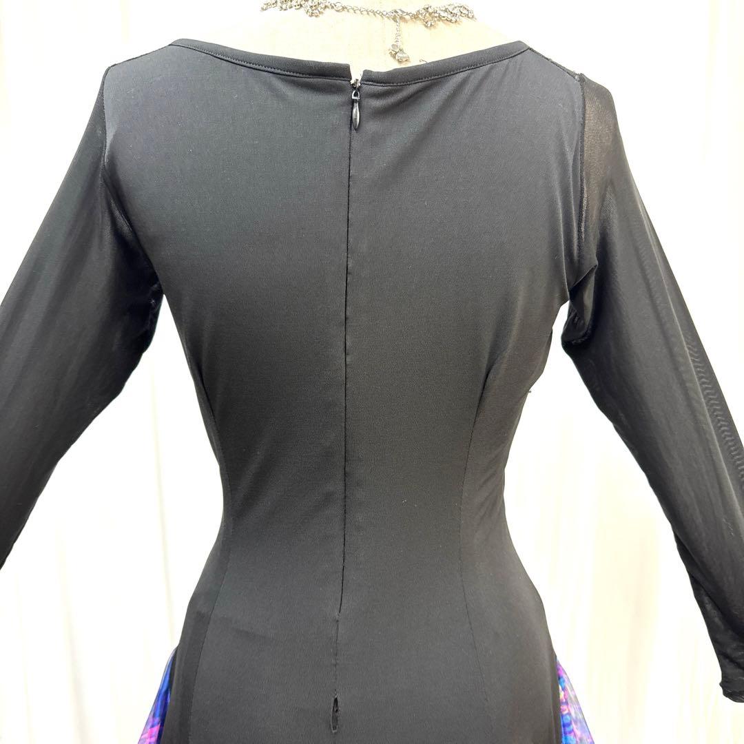 6238★ML 黒 カラフル 薔薇レース スタンダード ドレス社交ダンス