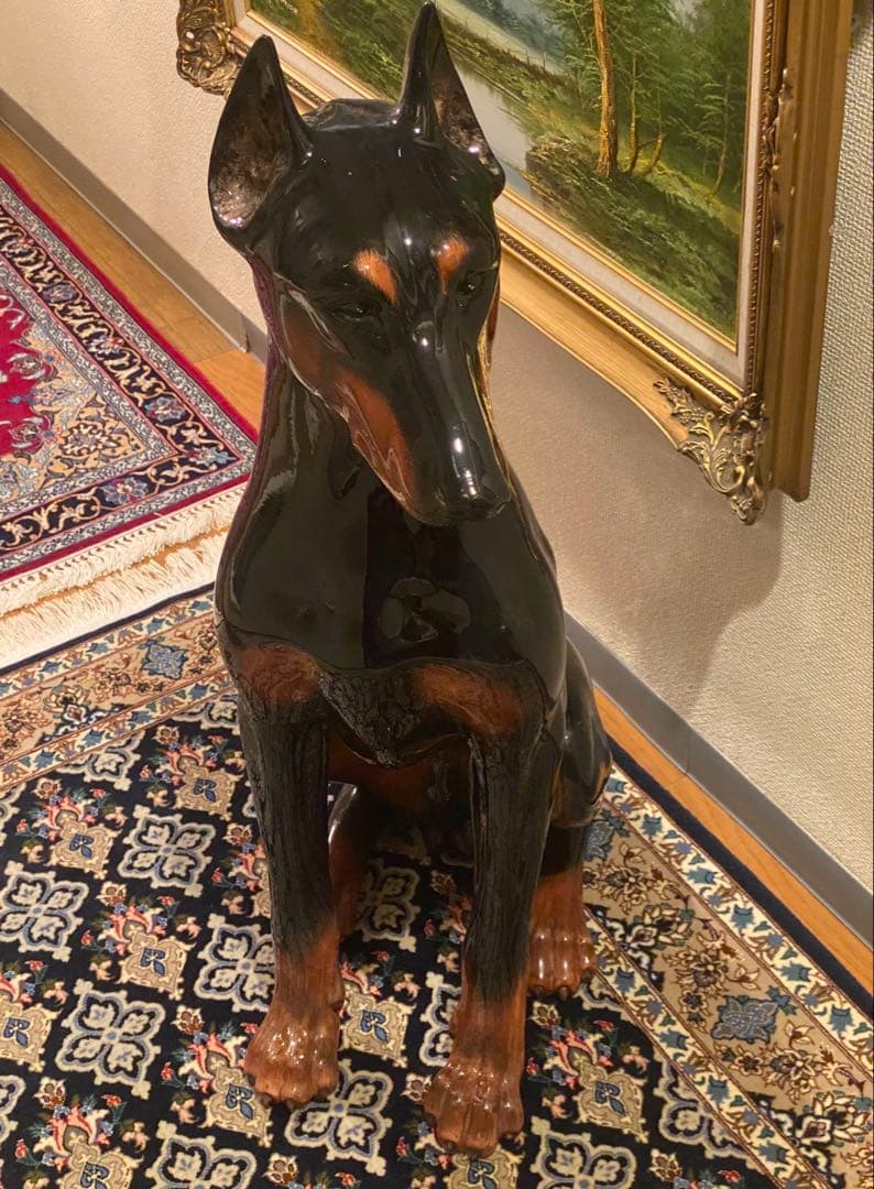 イタリア製 陶器 ドーベルマン オブジェ 美品