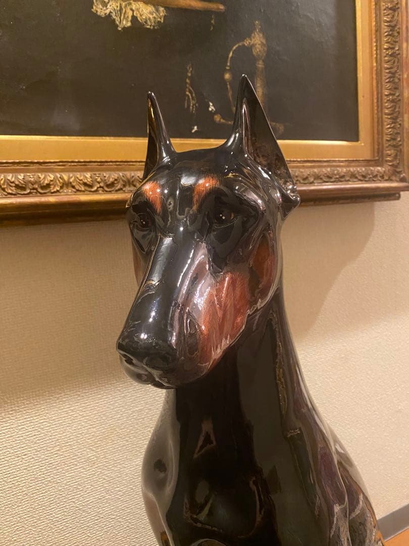 イタリア製 陶器 ドーベルマン オブジェ 美品