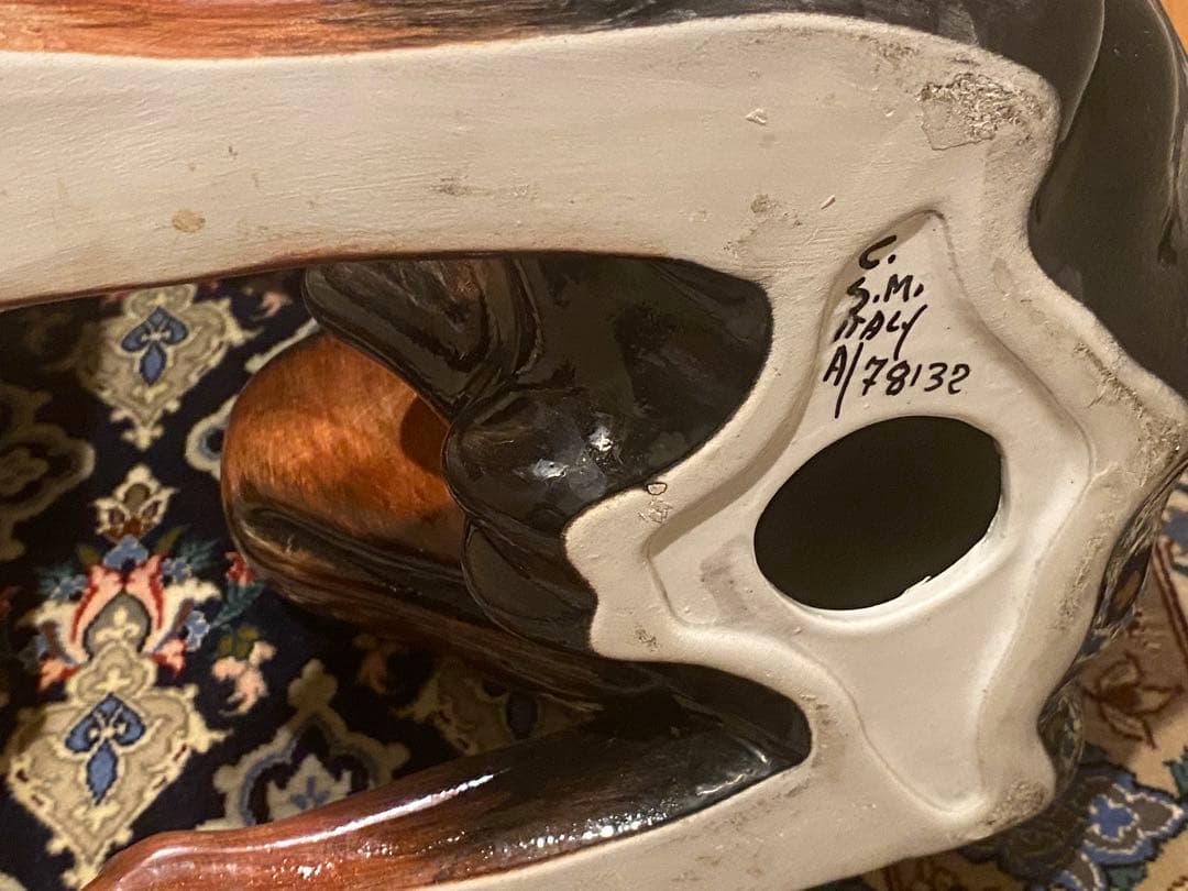 イタリア製 陶器 ドーベルマン オブジェ 美品