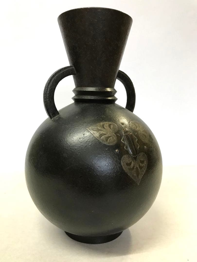 [金森栄一作]銅製:蛍模様花器