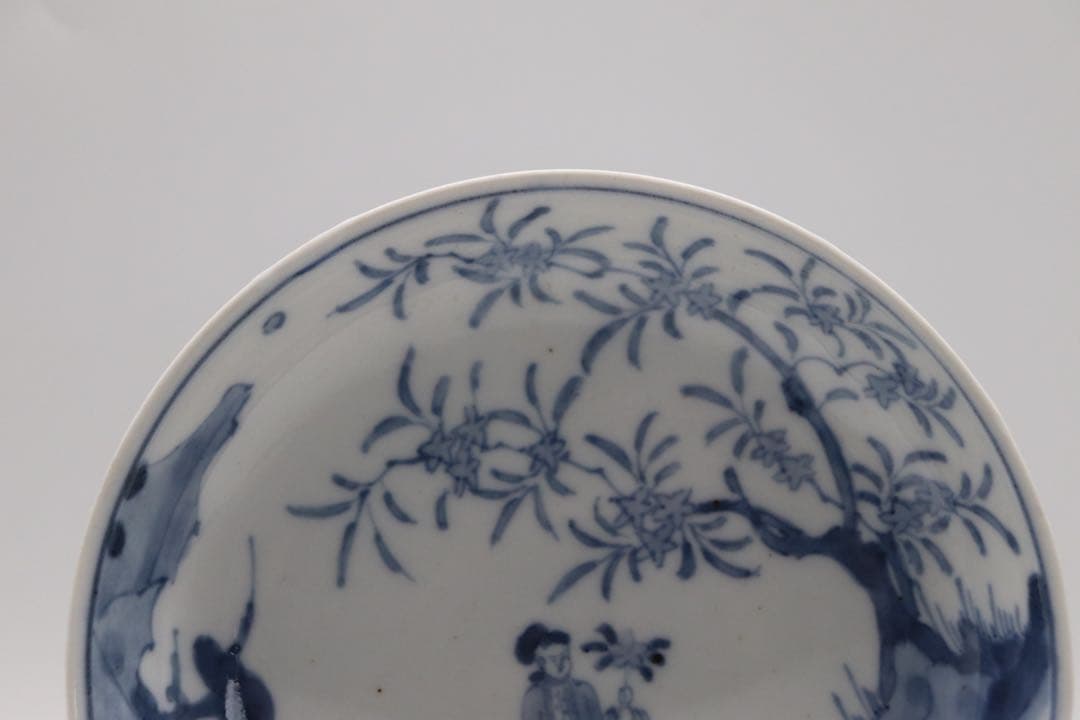 古染　染付　美人紋皿　送料込み250106