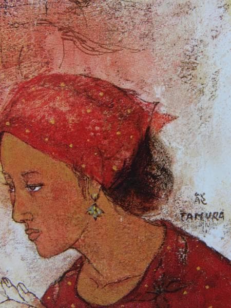 田村能里子、沙壁に憩う、希少画集画、新品額装付、状態良好