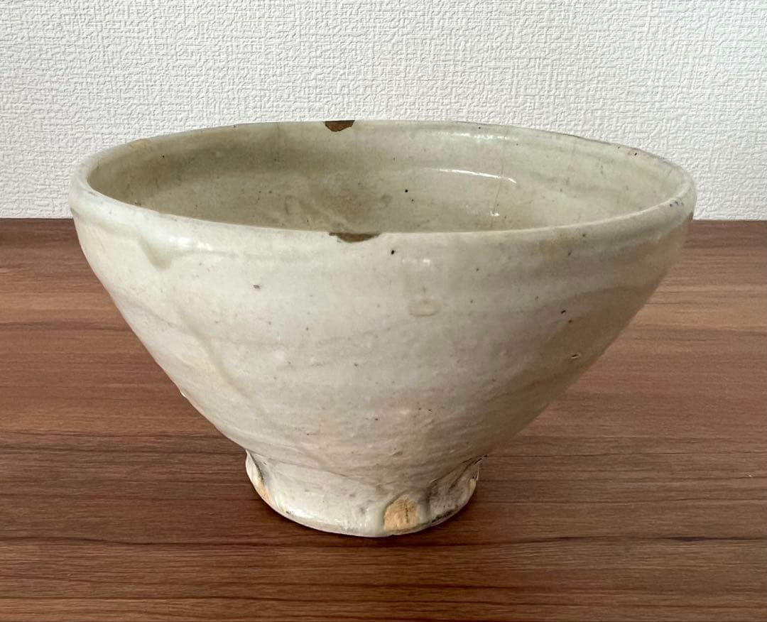 珍品 李朝粉引茶碗 布袋 箱有 掘り出し物