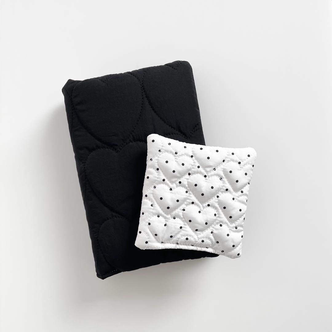 早い者勝ち　韓国　バインダー　カバー　貯金　ブラック　ハート　コースター