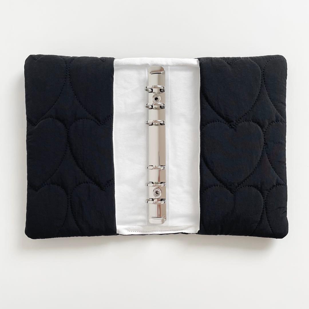 早い者勝ち　韓国　バインダー　カバー　貯金　ブラック　ハート　コースター