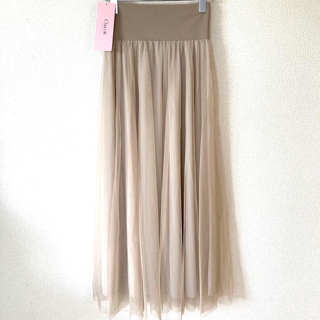チャコット チュールスカート M ベージュ バレエ ダンス ヨガ フレアスカート